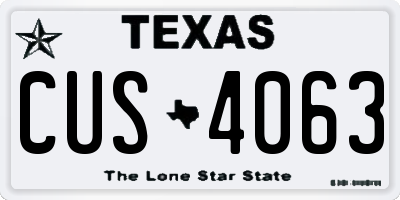 TX license plate CUS4063