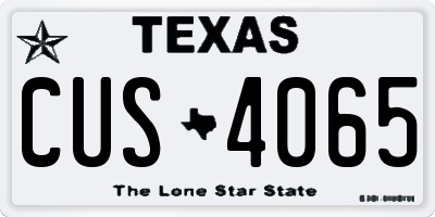 TX license plate CUS4065
