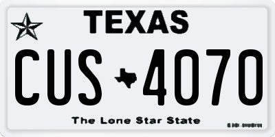 TX license plate CUS4070