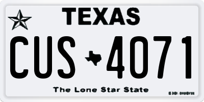 TX license plate CUS4071