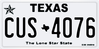 TX license plate CUS4076