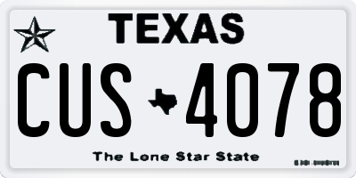TX license plate CUS4078