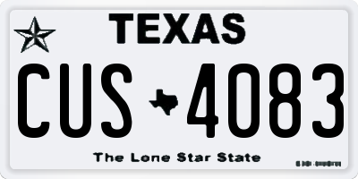 TX license plate CUS4083