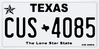 TX license plate CUS4085