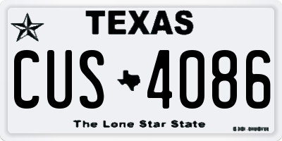 TX license plate CUS4086