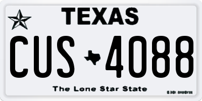 TX license plate CUS4088