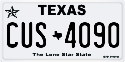 TX license plate CUS4090