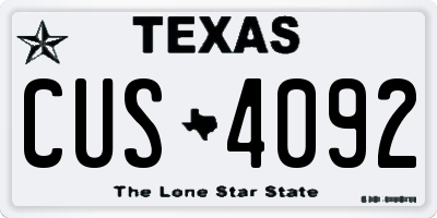 TX license plate CUS4092