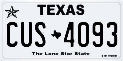 TX license plate CUS4093
