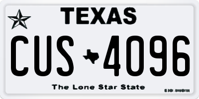 TX license plate CUS4096