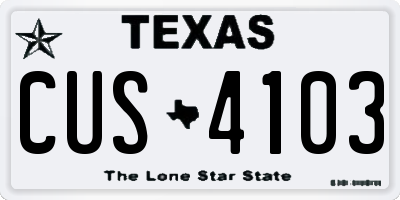 TX license plate CUS4103