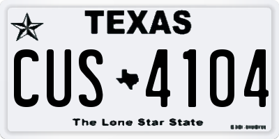 TX license plate CUS4104