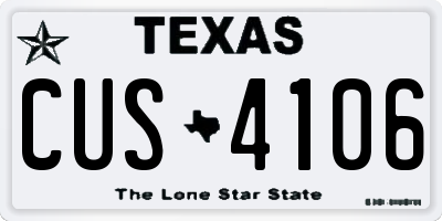 TX license plate CUS4106