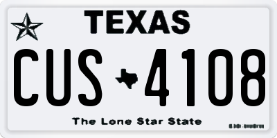 TX license plate CUS4108