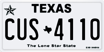 TX license plate CUS4110