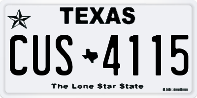 TX license plate CUS4115