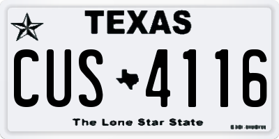 TX license plate CUS4116