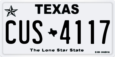 TX license plate CUS4117