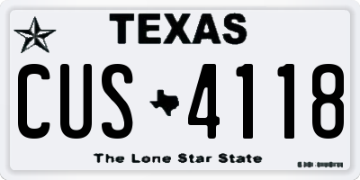 TX license plate CUS4118
