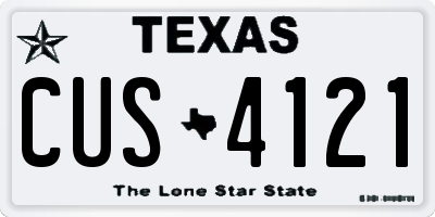 TX license plate CUS4121
