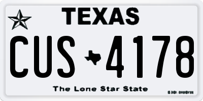 TX license plate CUS4178