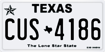 TX license plate CUS4186