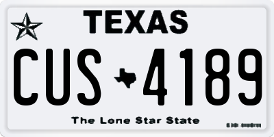 TX license plate CUS4189