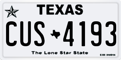 TX license plate CUS4193