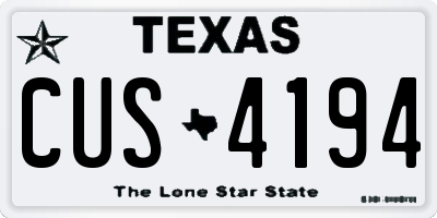 TX license plate CUS4194