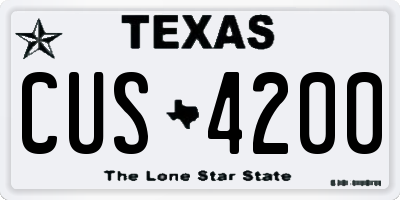 TX license plate CUS4200
