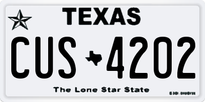 TX license plate CUS4202