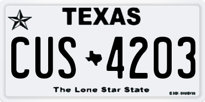 TX license plate CUS4203