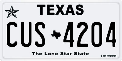 TX license plate CUS4204