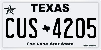 TX license plate CUS4205