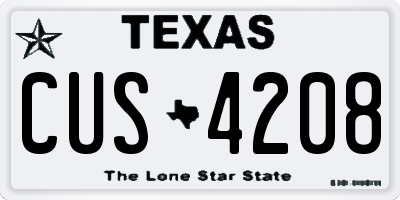 TX license plate CUS4208