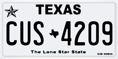 TX license plate CUS4209
