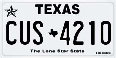 TX license plate CUS4210