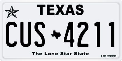 TX license plate CUS4211