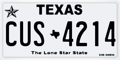 TX license plate CUS4214