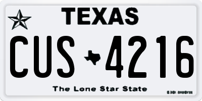 TX license plate CUS4216