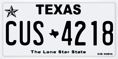 TX license plate CUS4218