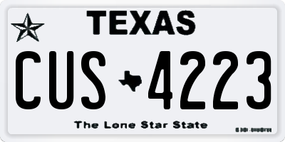 TX license plate CUS4223