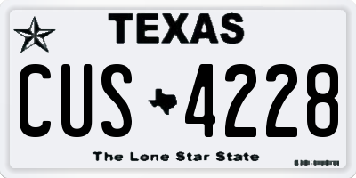 TX license plate CUS4228