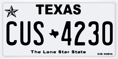 TX license plate CUS4230