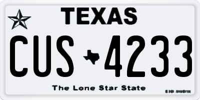 TX license plate CUS4233