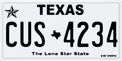 TX license plate CUS4234