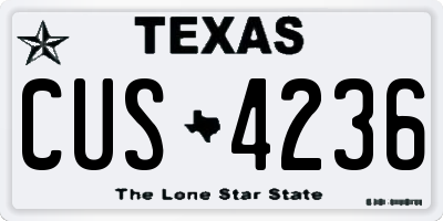 TX license plate CUS4236