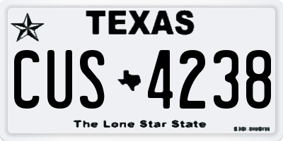 TX license plate CUS4238