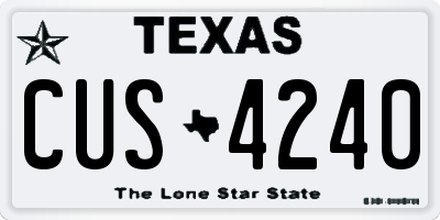 TX license plate CUS4240