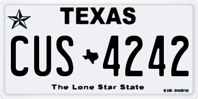 TX license plate CUS4242